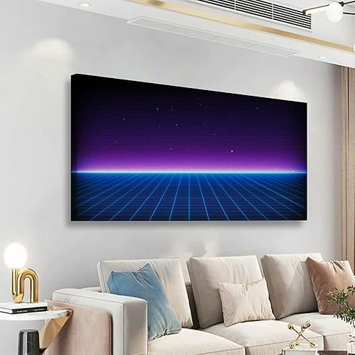 Miniatura 3 de Bathroom Wall Art Decor for Bedroom Living Room Small Canvas Wall Art Framed Retro landscape the 80s Cyber Surface Suitable the Prints Artwork