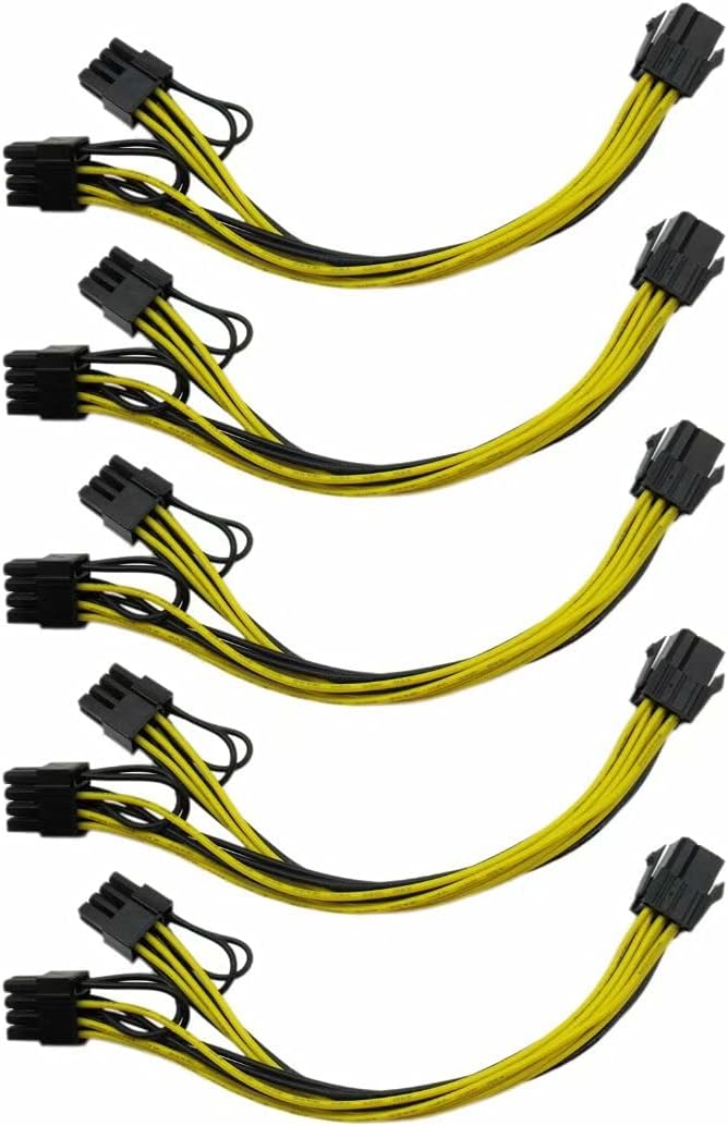 USonline911 Premium Quality PCI-E 6-pin to 2x 6+2-pin (6-pin/8-pin) Power Splitter Cable PCIE PCI Express(Pack of 5)