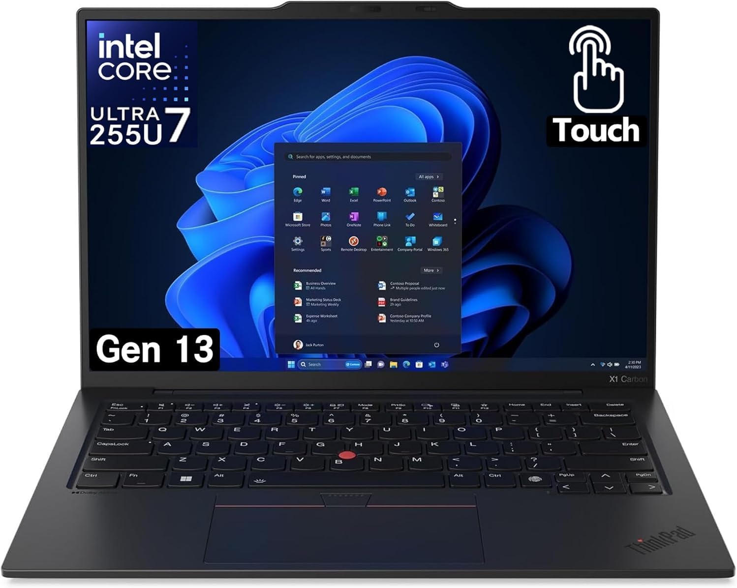 Lenovo Gen 12 ThinkPad X1 Carbon Laptop with Intel Ultra 7 165U vPro Processor, 14" WUXGA 100% sRGB Touchscreen, 32GB 6400MHz RAM, 1TB Gen4 Performance SSD, FHD+ IR+ RGB Camera, and Windows 11 Pro