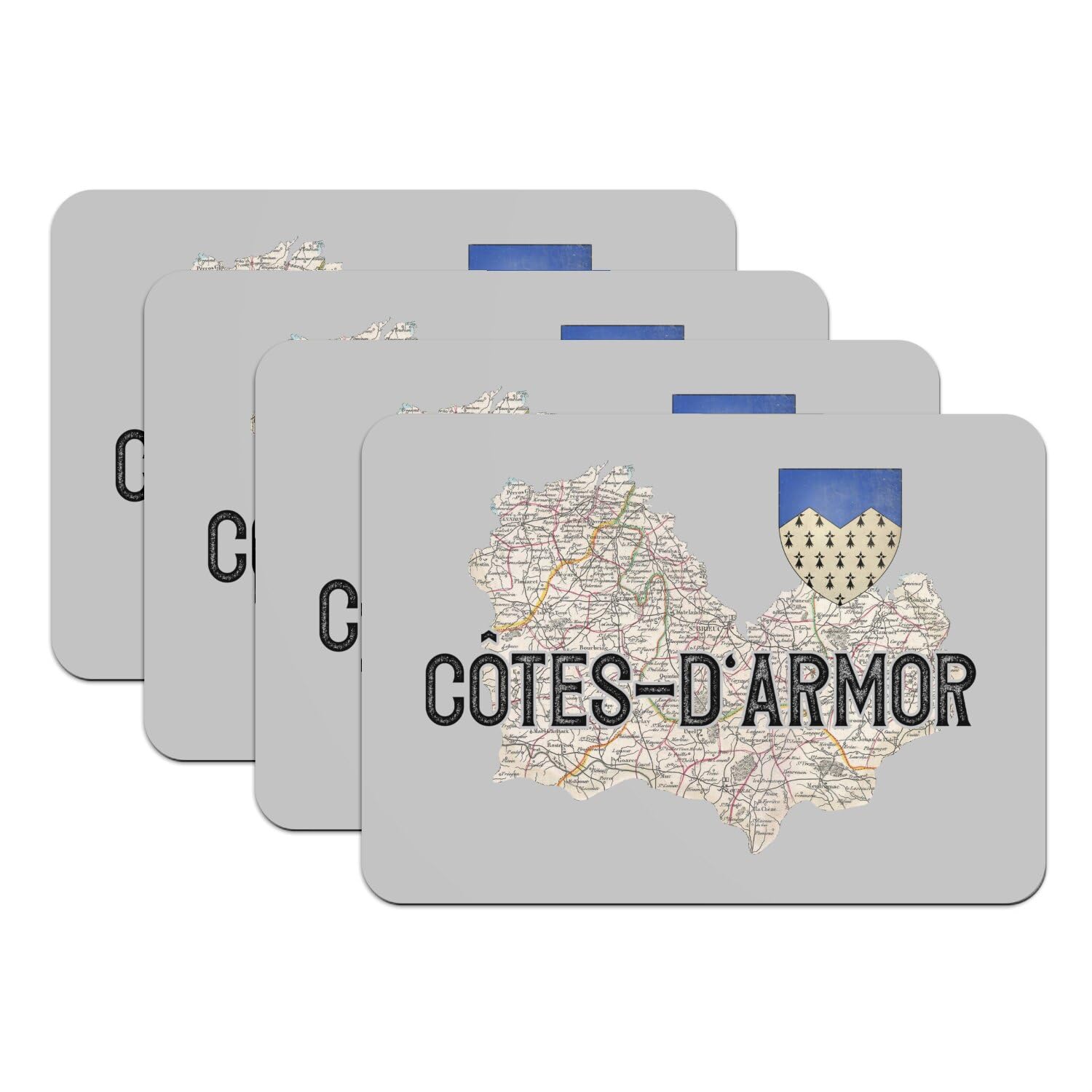 Set de table Côtes d'Armor lot de 4 cadeaux bretons carte de bretagne
