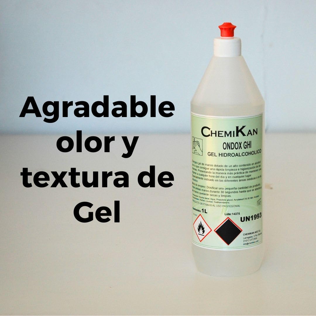 Ondox GHI| Gel Hidroalcohólico 1 litro | Gel de manos desinfectante | Loción higienizante, caja de 12 botes de 1litro