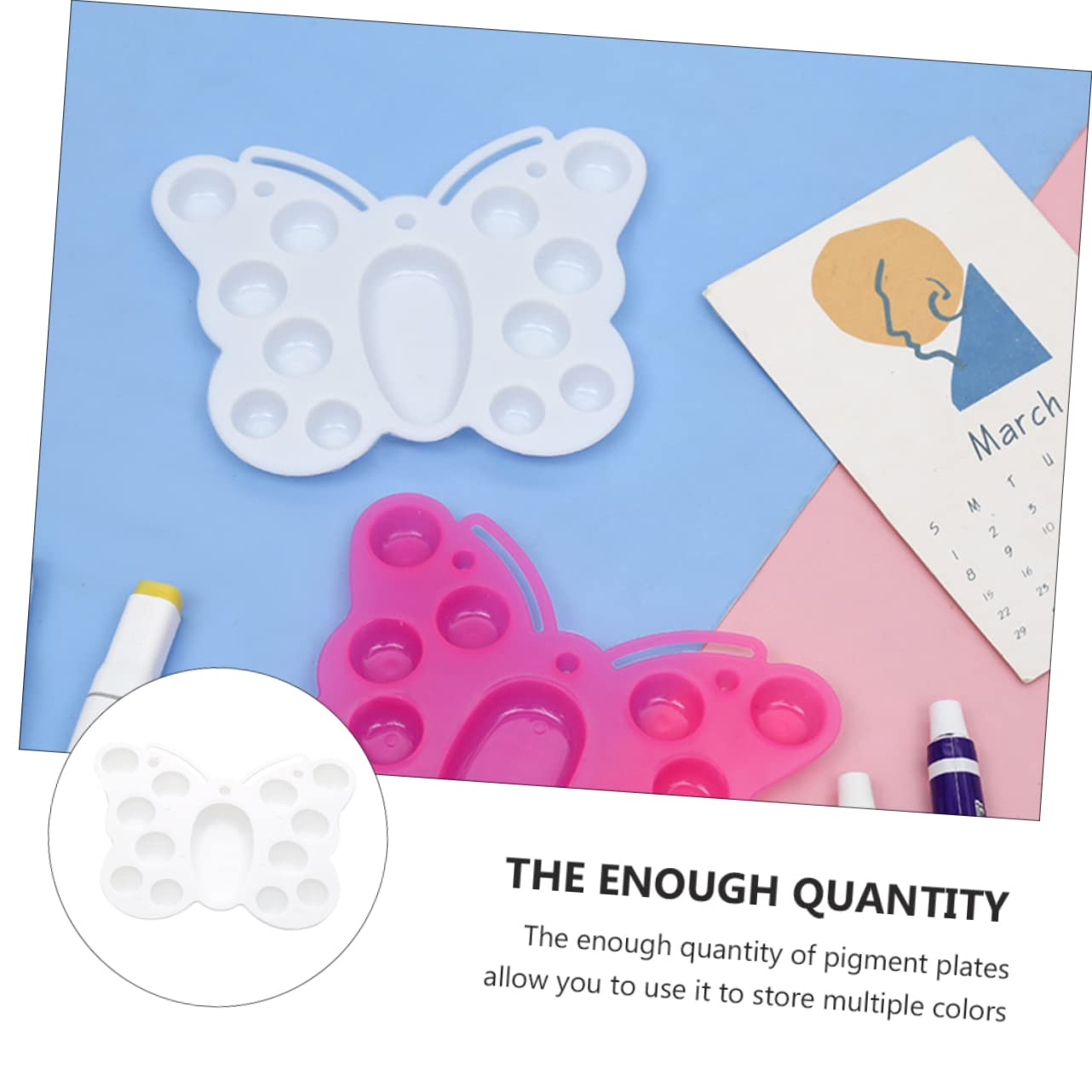 HOMSFOU 12Pcs Multi Function Butterfly Shaped Pigment Mixing Plate for Art Creative Color Mixing Tray for Watercolor and Oil Painting Projects