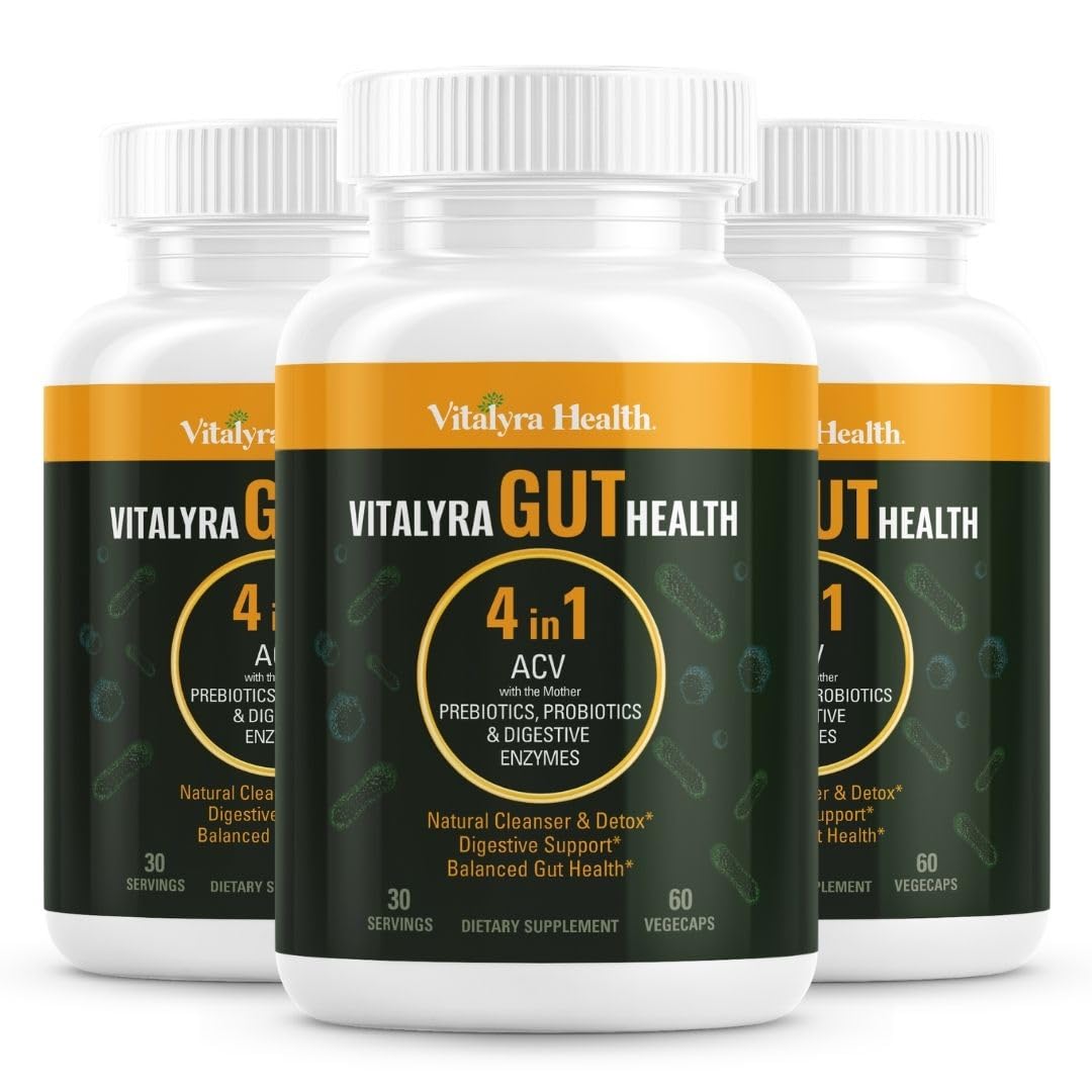 Vitalyra Gut Health 4-in-1 - ACV, Probiotics, Prebiotics & Enzymes 180 Count (Pack of 3)