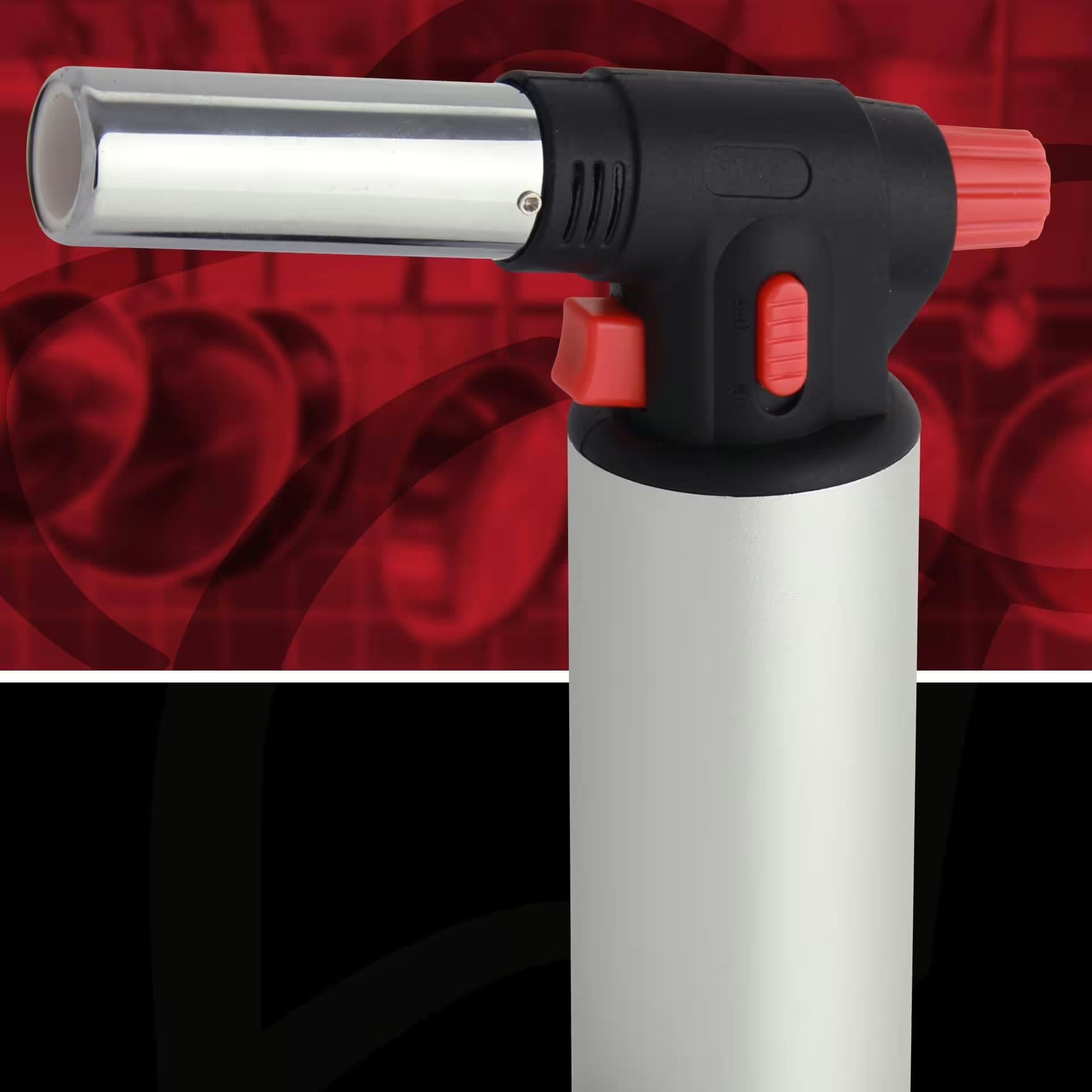 FMprofessional Küchengasbrenner unbefüllt 50ml, zum nachfüllen geeignet (Farbe: Schwarz/Silber/Rot), Menge: 1 Stück