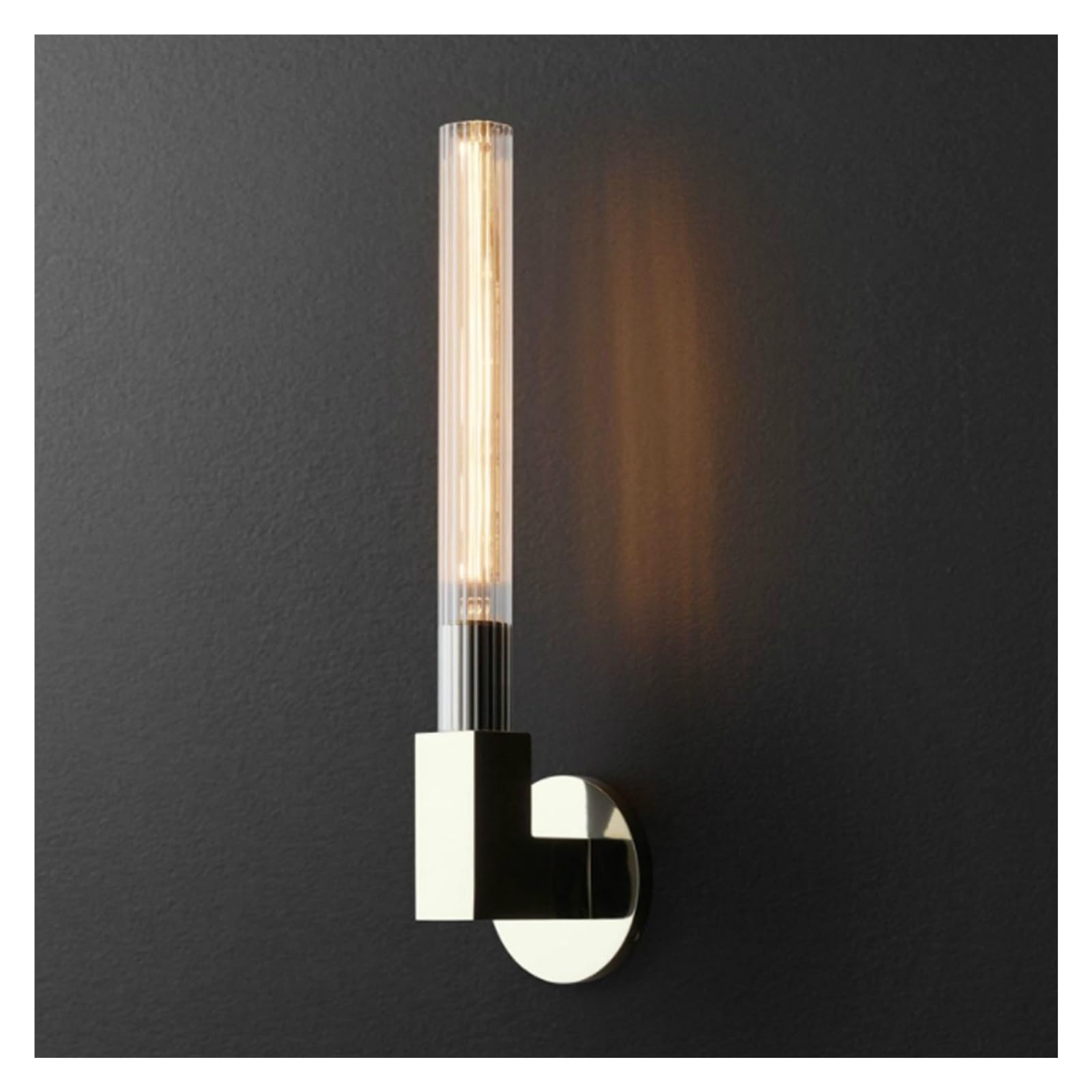 LUOYAOB Modern Wall Sconce Metal Ribbed Glass Wall Light Fixture Geometric U Shape Or Single Head Wall Lamp for Living Room Bedroom Hallway Gold Two Light Indoor Wall Lighting(Chrome,1LIGHT)