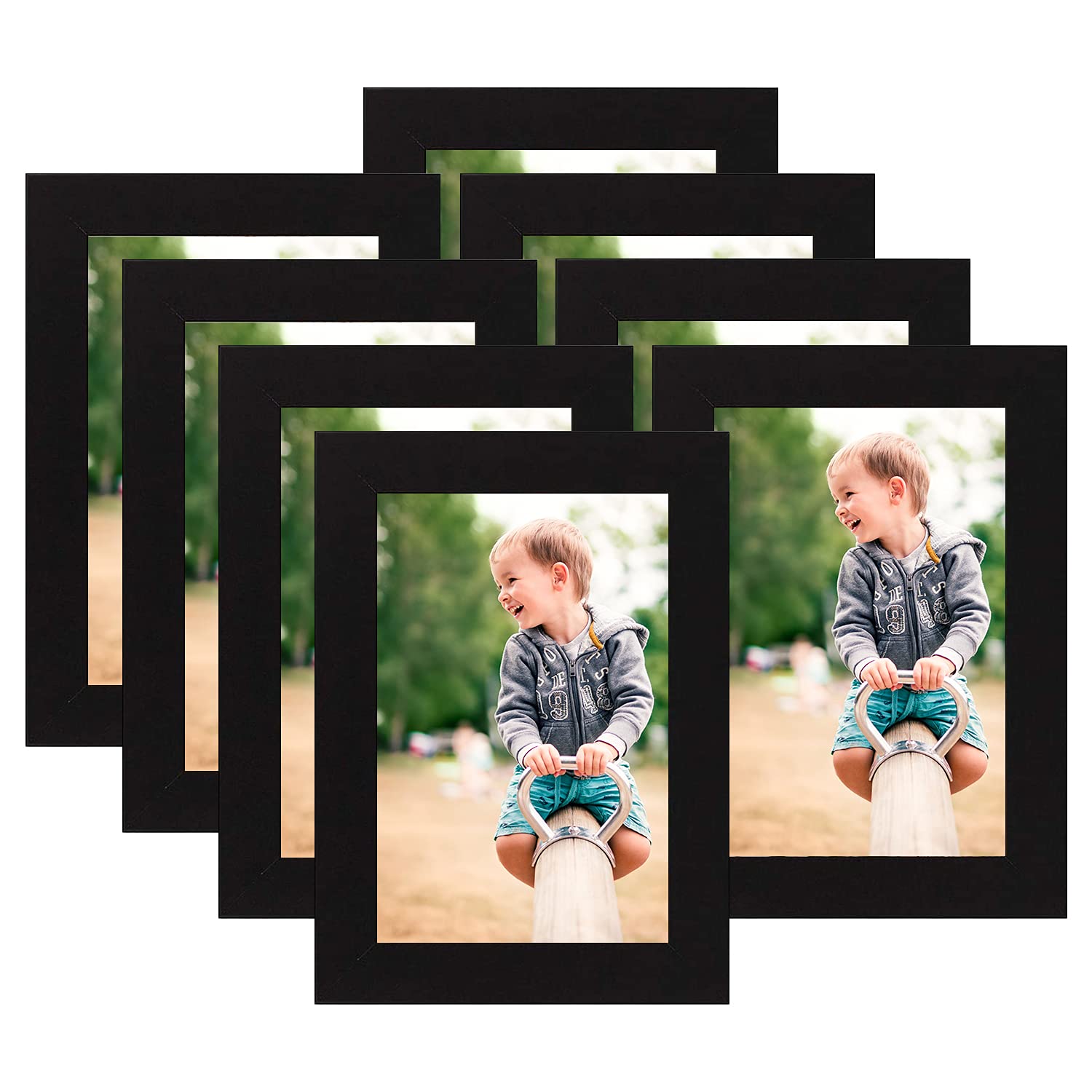 AUEAR, 4x6 Picture Frame, Gallery Photo Frames Collage with Acrylic Glass, Wall or Tabletop Display (Black, 8-Pack)