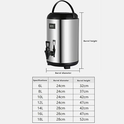 Miniatura 8 de AIZYR Dispensador de bebidas aislado jarra de agua con grifo de termómetro, dispensador de café de acero inoxidable dispensador de bebidas