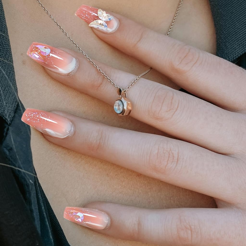 Detachable Butterfly Artificial Nails Coffin False Nails Long Ballerinas False Full Cover Tips