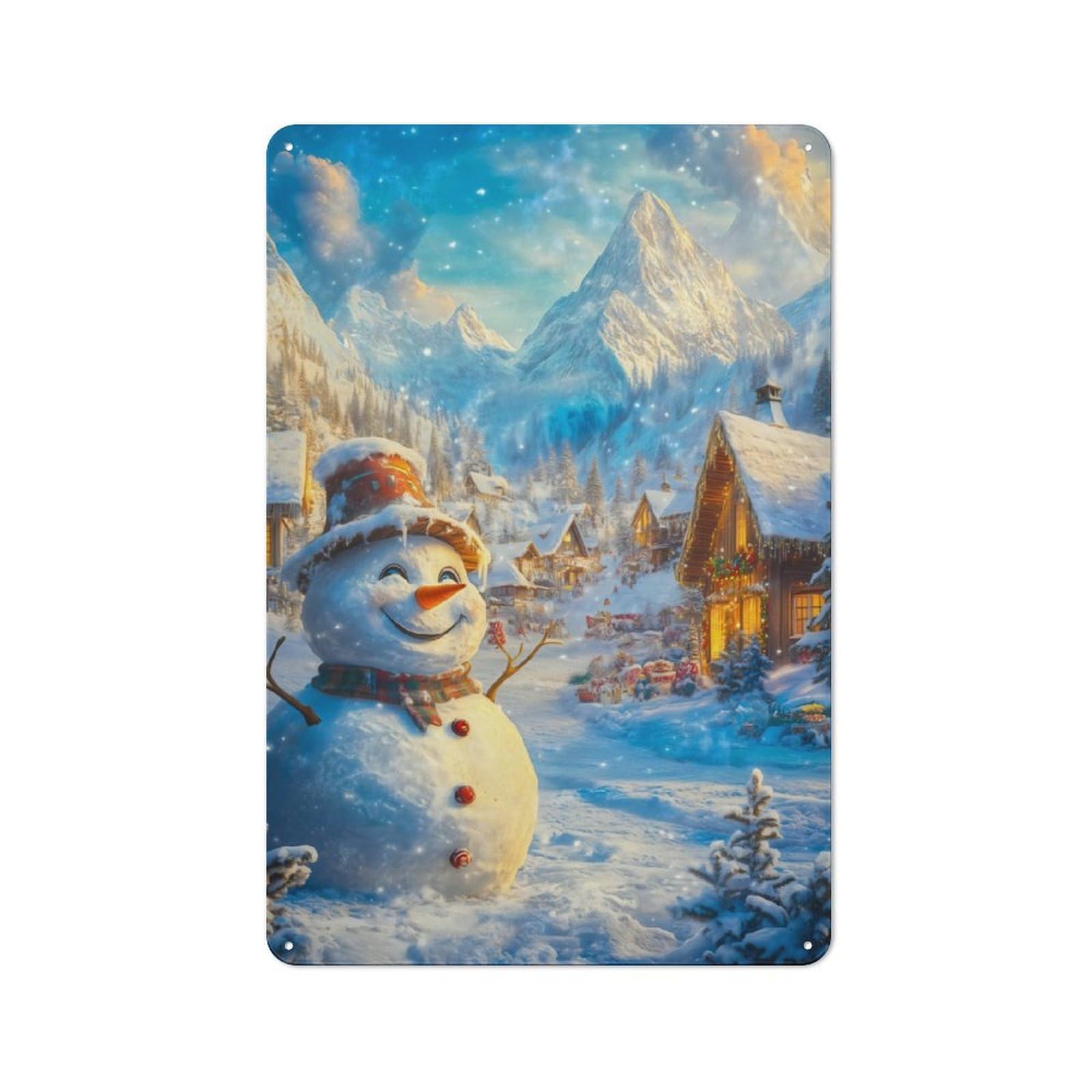 Junmoney Snowman In Winter Wonderland Vintage Tin Sign 30X20cm With For Guest Room Or Hallway, Suited To Wall Displays In Guest Rooms And Hallways