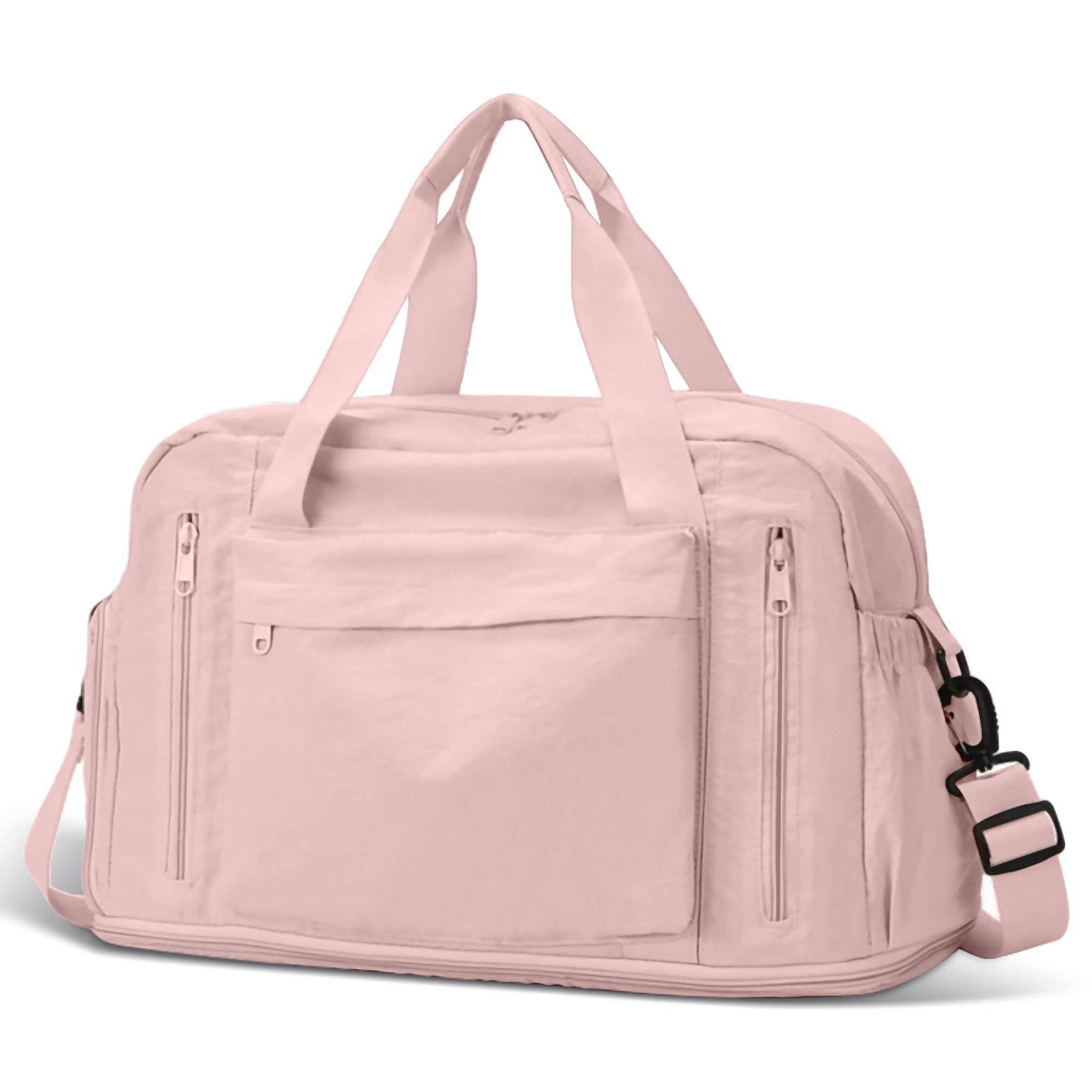 OeihuivtWeekender Bags for Women - 21 Inch Large Travel Duffel Bag 2-Piece Set with Shoe Compartment, Heavy-Duty Canvas Leather Carry On Overnight Tote