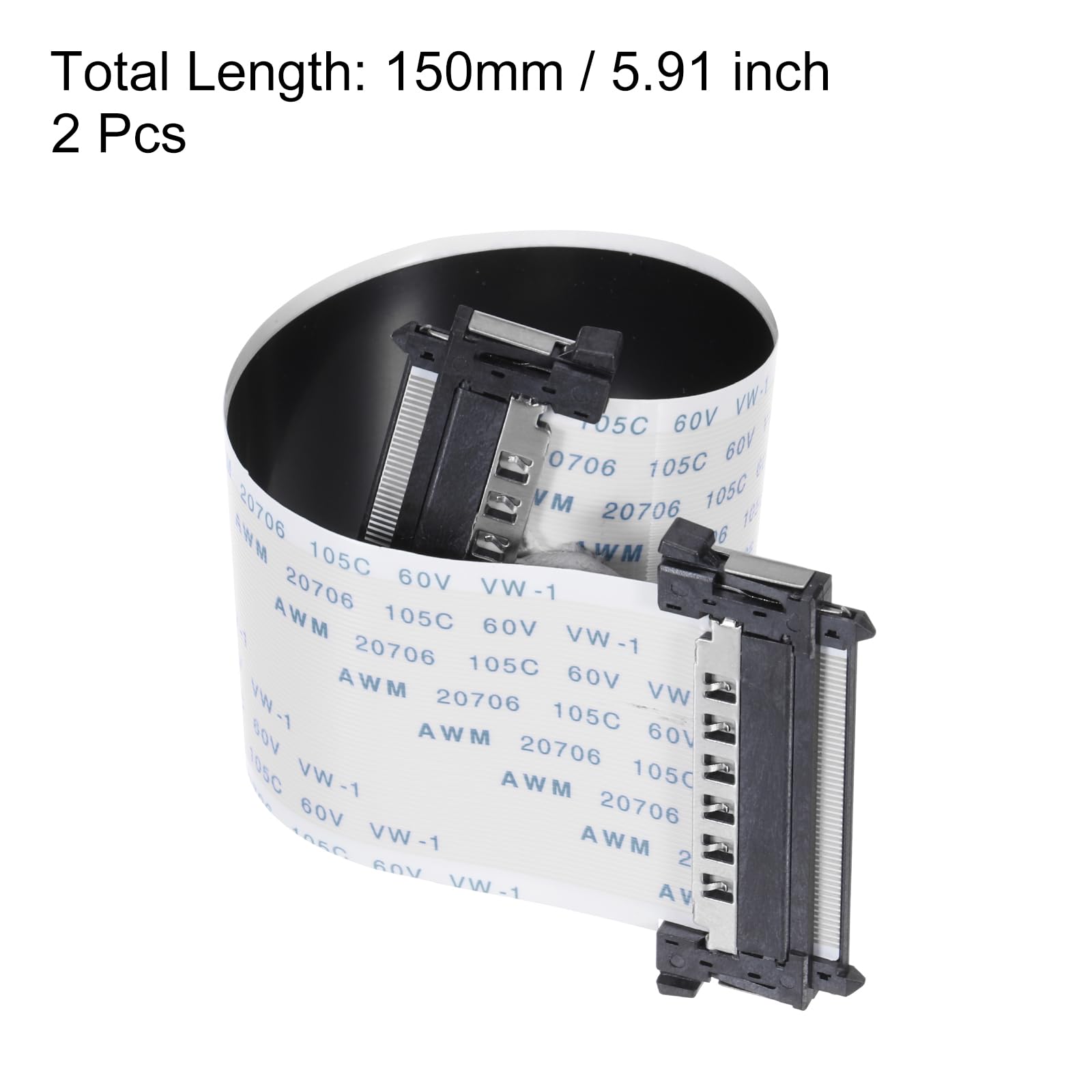 QUARKZMAN FFC FPC kabel 0,5 mm Pitch 51 pin 150 mm elastyczny płaski kabel do ekranu LCD, 2 sztuki