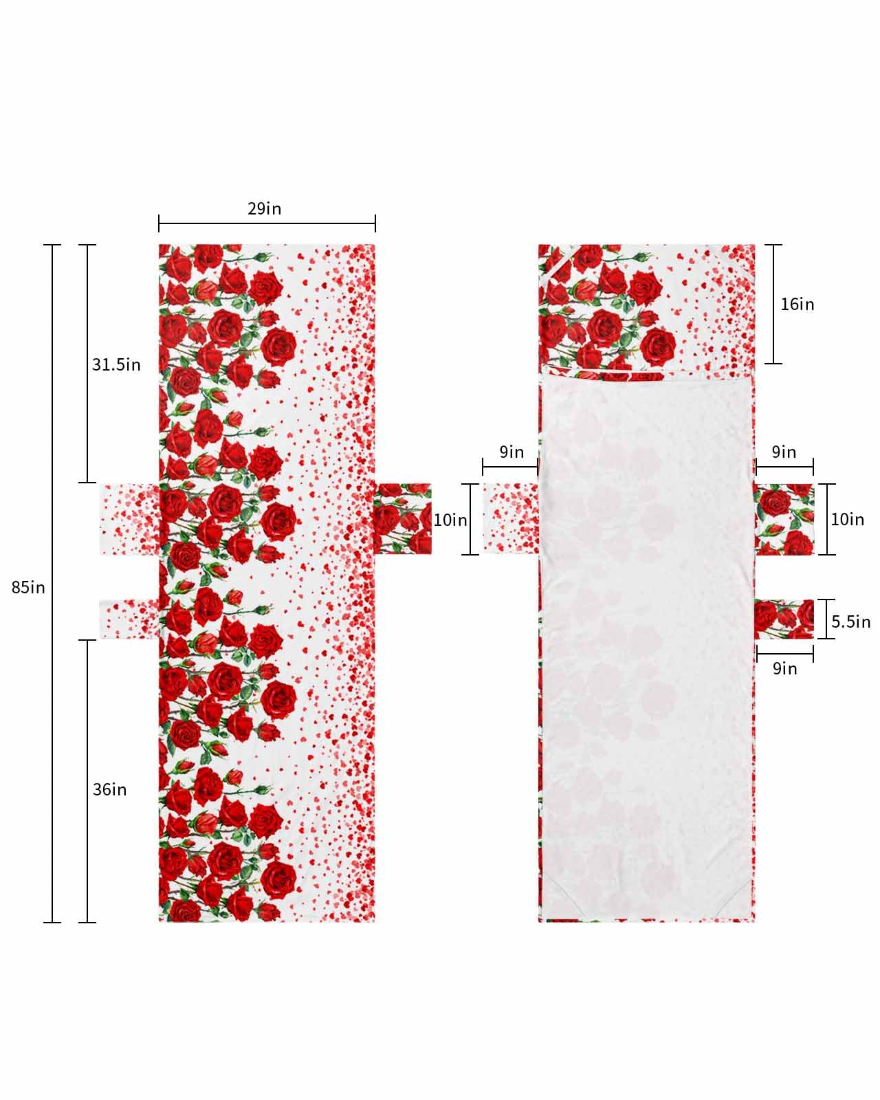 Red Floral Valentine's Day Beach Lounge Chair Towel Cover, Soft Chaise Lounge Towel with Side Pockets Patio Pool Chairs Cover for Beach/Pool Sunbathing 29x85 Watercolor Red Love Heart