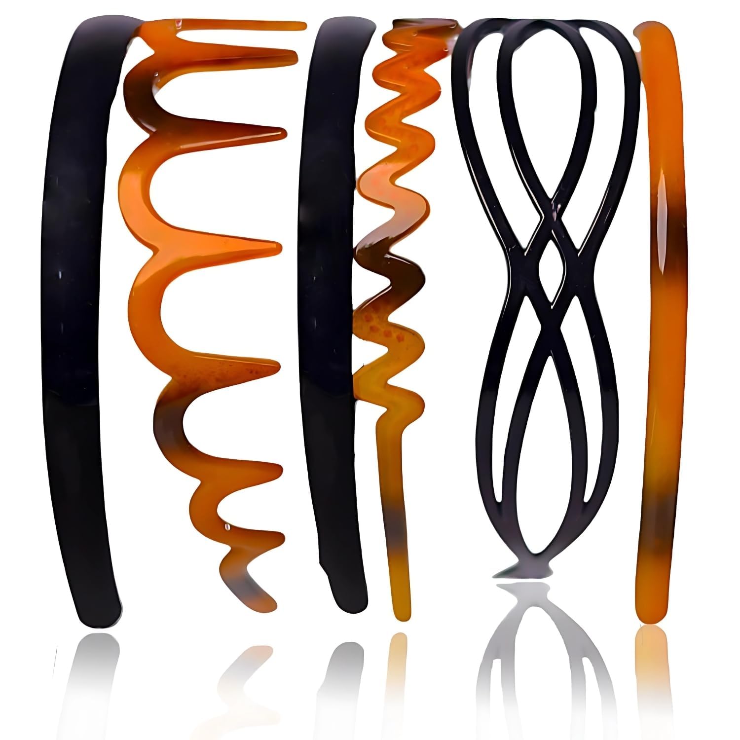 Korean Style Zig Zag Headband Multicolor Band Shark Teeth Hair Comb Wave Plastic Hairband Hair Accessories for Women and Girls (Pack of 6)-image-10