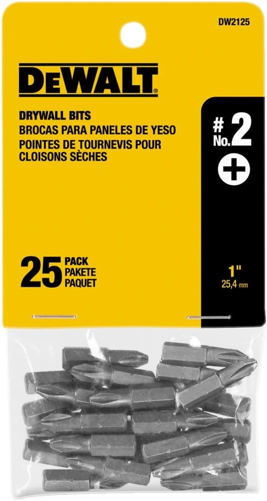 DEWALT DW2125 #2 Phillips Drywall Bit Tip (25-Pack), Silver metallic