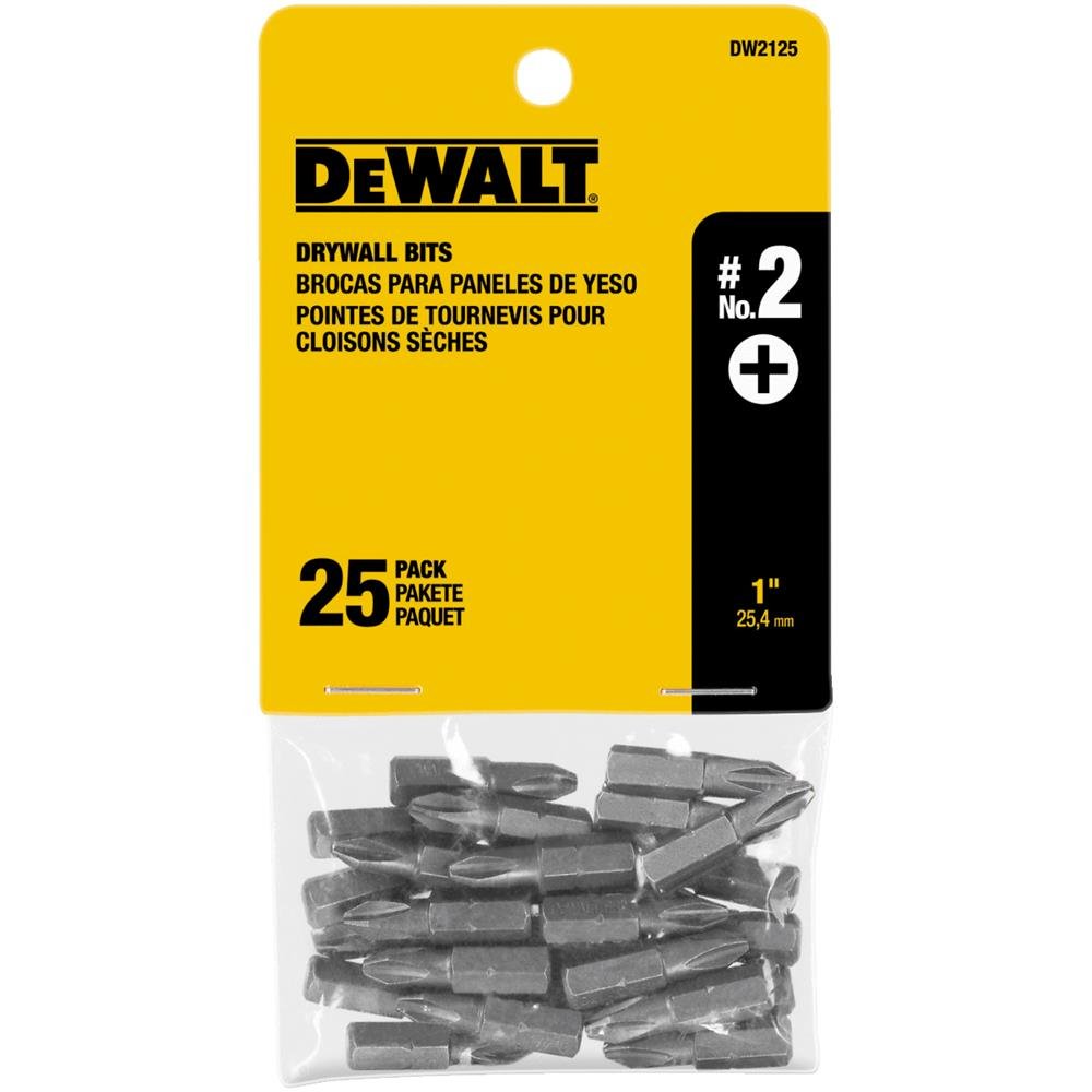 DW2125 #2 Phillips Drywall Bit Tip (25-Pack), Silver metallic