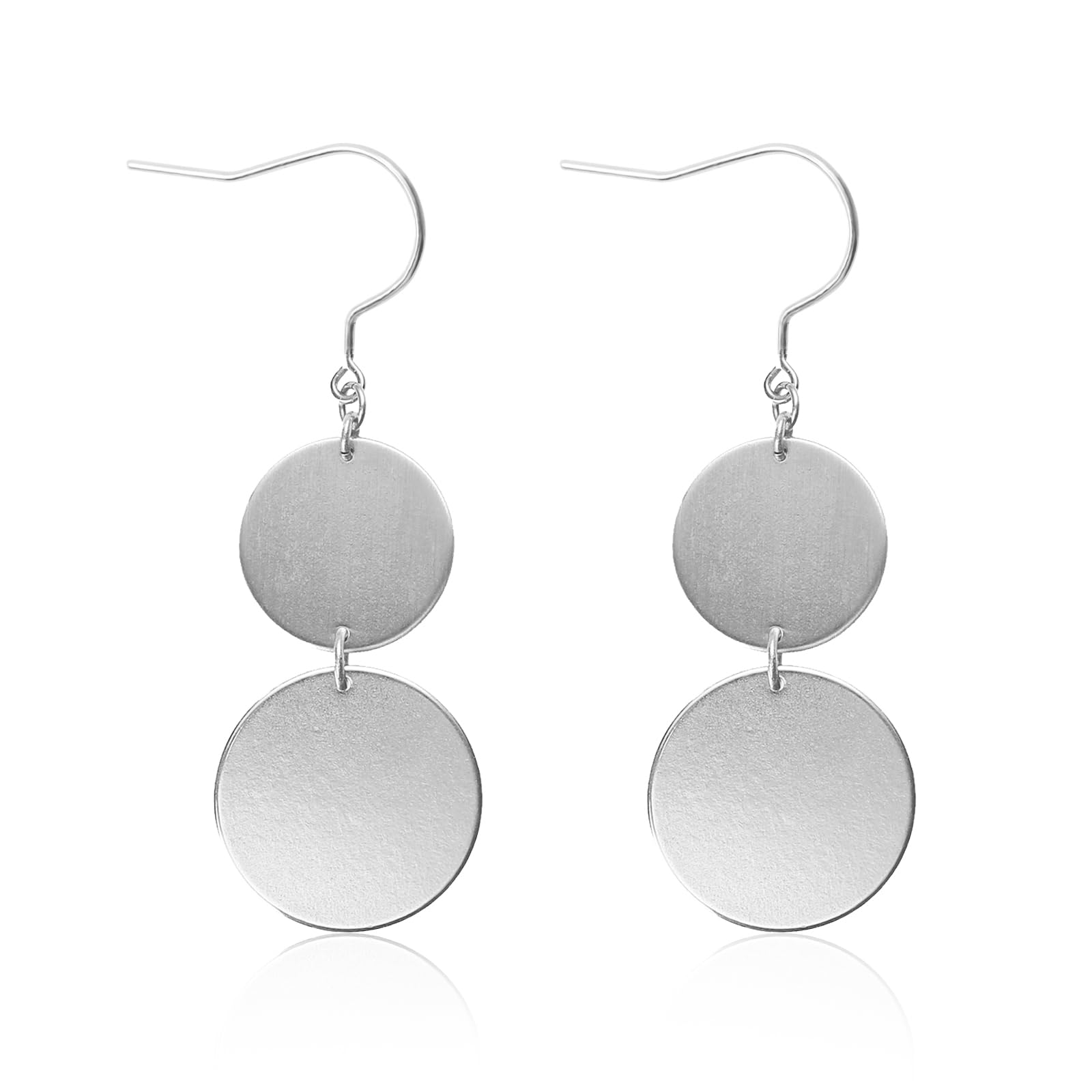 TGNEL Pure Titanium Earrings Hypoallergenic, Lightweight Two Circle Disc Titanium Dangle Drop Earrings for Women Sensitive Ears Gold/Rose Gold/Silver