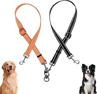 Doppelte Hundeleine Multi 2 in 1 - Splitter für 2 Hunde,360° Drehbare,Verstellbare Reflektierende Nylonleine,Kein Gewirr,Outdoor Wanderleine für Welpen Kleine Mittelgroße,Lauftraining zum Hundeleinen