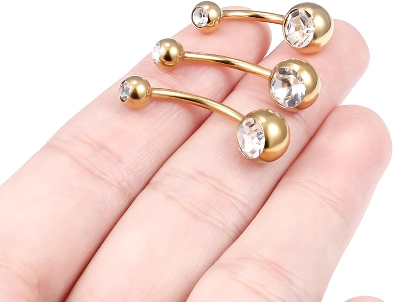 Hoeudjo Belly Button Ring Surgical Steel Belly Button Piercing 14G Navel Rings For Women Internally Threaded Round Cubic Zirconia Long Navel Barbell Jewelry Bar Length 10mm/12mm/14mm - Image 4