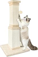 AGYM 32 Inch Sisal Cat Scratching Post for Large Cats - Sturdy Indoor Adult Cat Scratcher Protects Furniture, Beige
