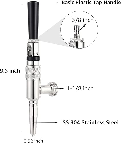 Miniatura 2 de Nitro Tap Stout Grifo, todo acero inoxidable Nitrógeno Draft Beer Tower Cold Brew Nitro Kegerator Draught Keg Tap con mango de grifo de cerveza