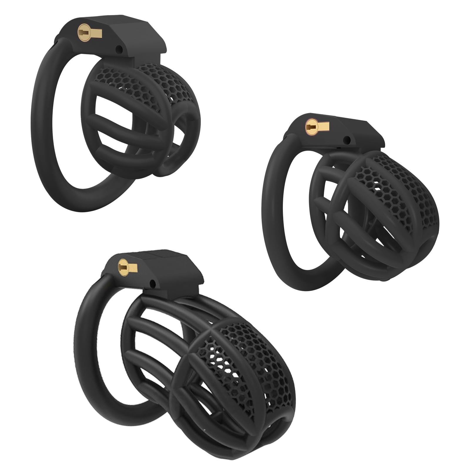 BDSMYEE Jaula de castidad para pene con 4 Anillos para el Pene Extraíbles, chastity cage bdsm Juguetes Eróticos Para Adultos, jaula castidad hombre castigo jaula castidad (Negro, C)
