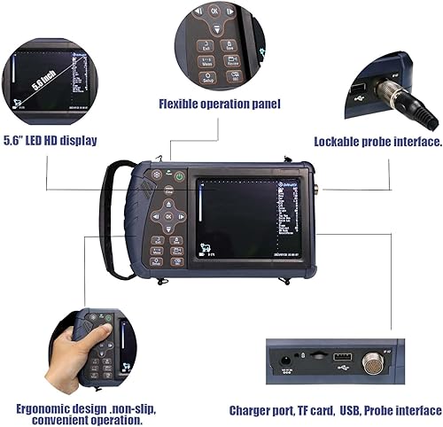 Miniatura 4 de DAWEI S1 máquina de ultrasonido veterinaria portátil 3.5MHz sonda convexa para animales de embarazo Perro cerdo cabra veterinario escáner de