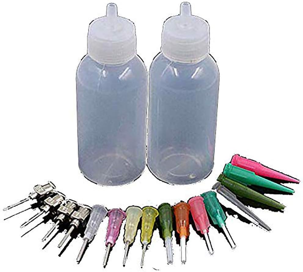 2Pcs Henna Temporary Tattoo Kit Applicator Bottles with 16 Tips Needles for Henna Tattoo Cone Tattoo Bottle Kits - Qty 2 & 16 Tips