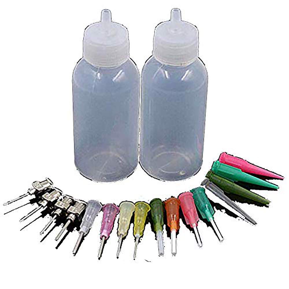 2Pcs Henna Temporary Tattoo Kit Applicator Bottles with 16 Tips Needles
