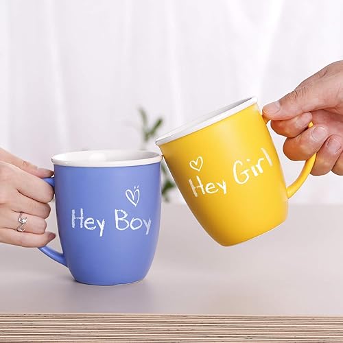 Miniatura 5 de LIFVER Juego de 6 tazas de café grandes de 19 onzas, regalos del día de San Valentín para él y ella, tazas de colores surtidos con asa, tazas