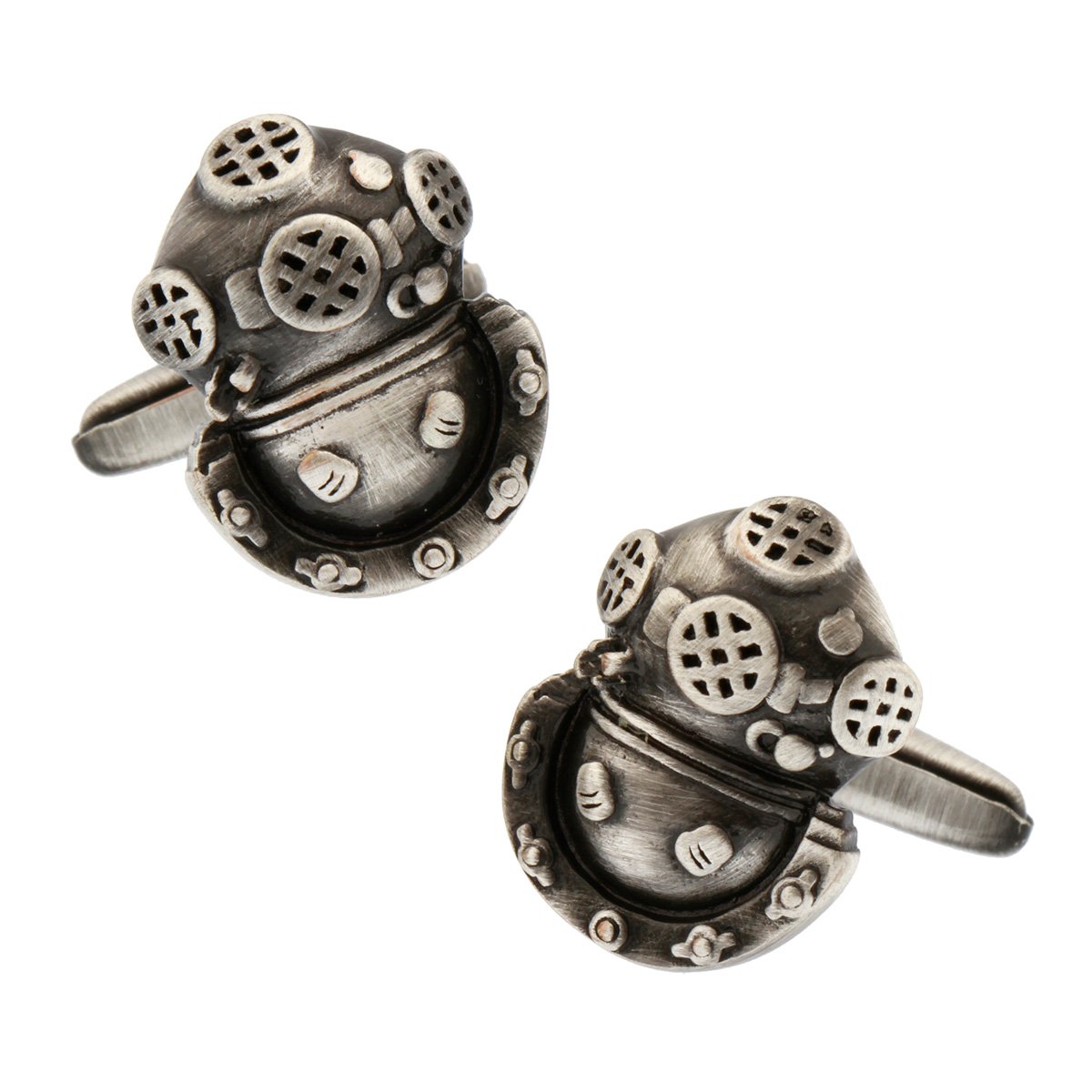 MRCUFF Diver Diving Helmet Pair Cufflinks in a Presentation Gift Box & Polishing Cloth