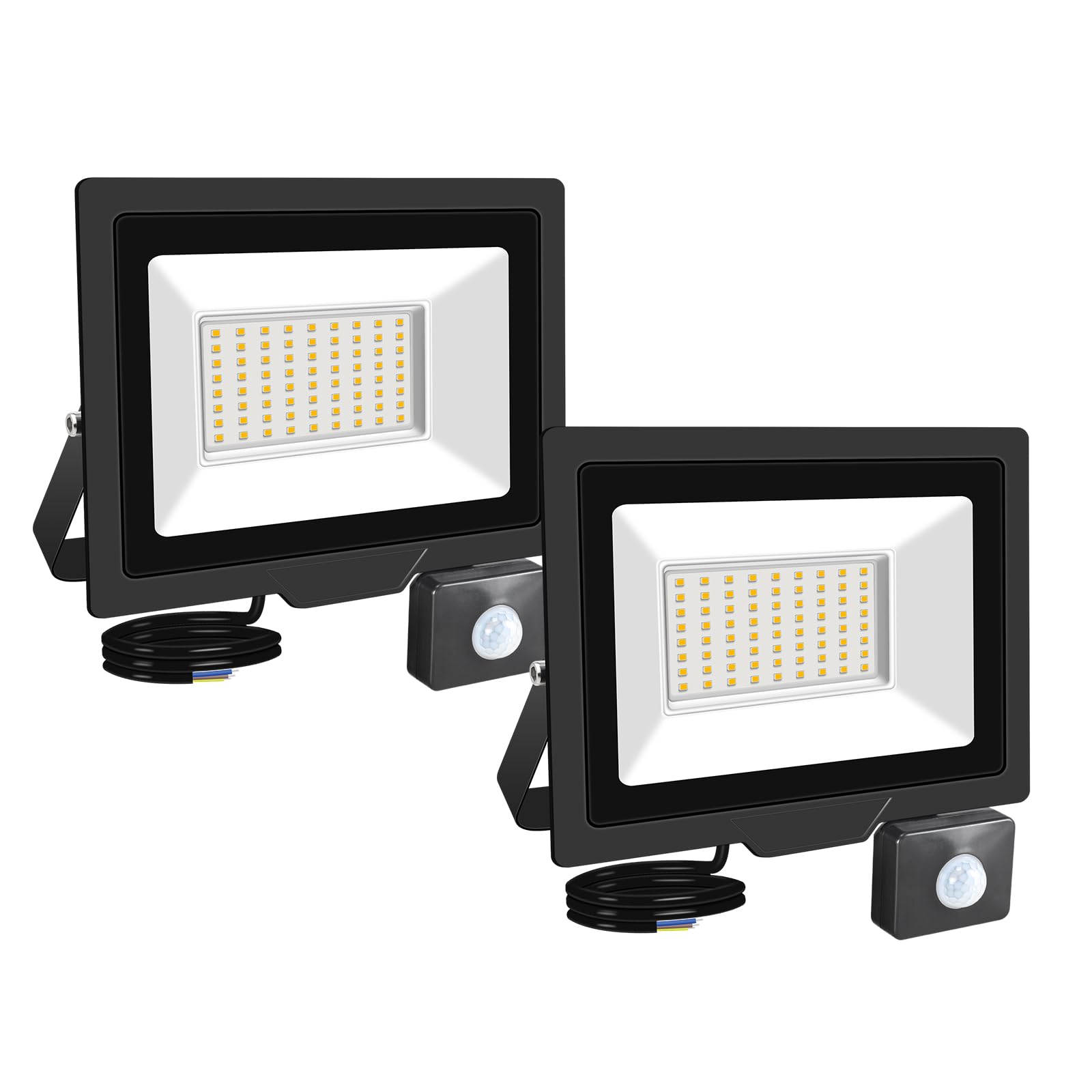 RIGIDON 2 Pcs PIR Motion Sensor Outdoor Security Light, 50W 5000 Lumens Outside Led Floodlight