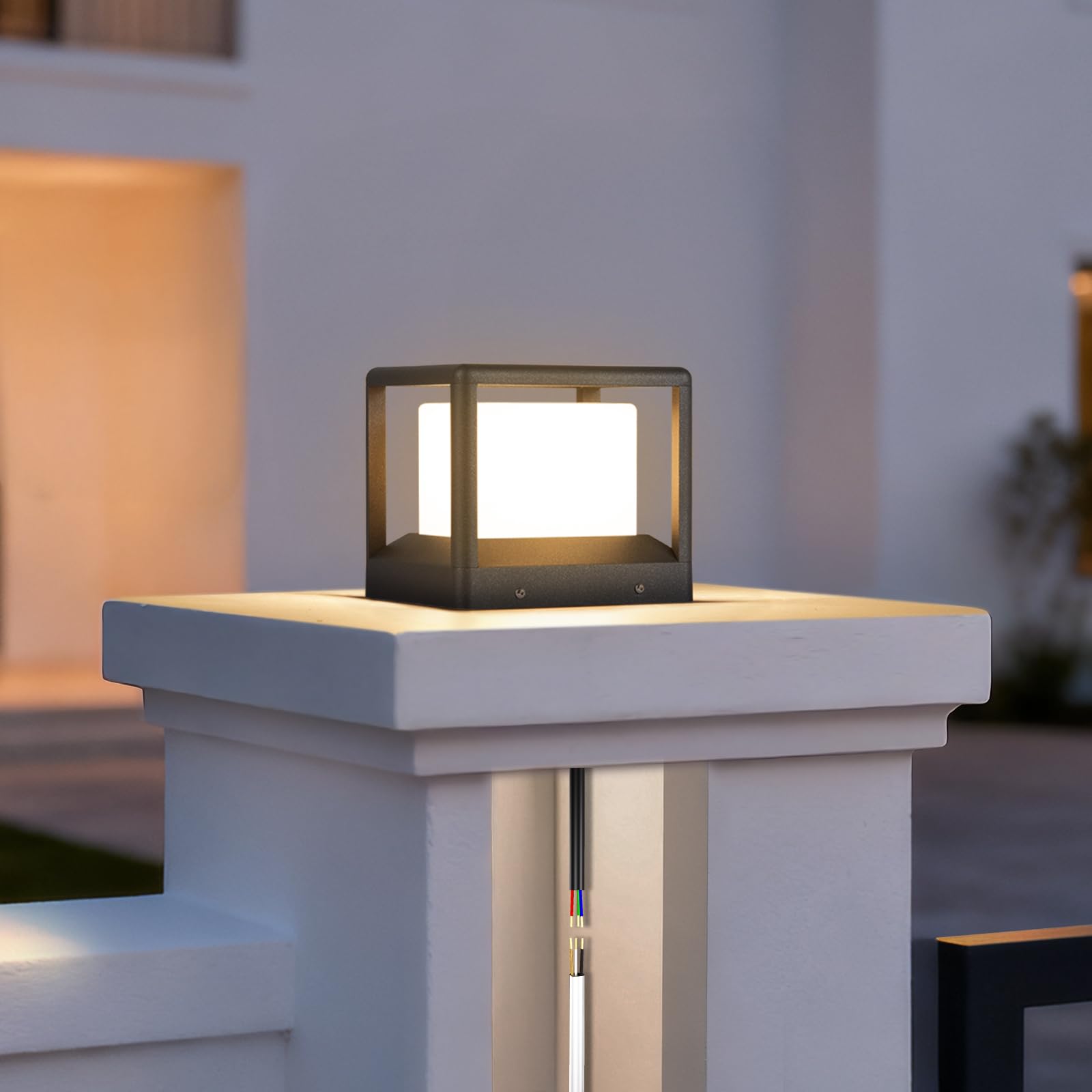 Photo 1 of MVBT 7.1" Outdoor Post Lights, Pillar Lights Hard Wired, AC100-240V Modern Column Light, Waterproof Fence Deck Cap Lamp Fixture, 3000K Landscape Lighting for Outside Patio Garden Gate Posts