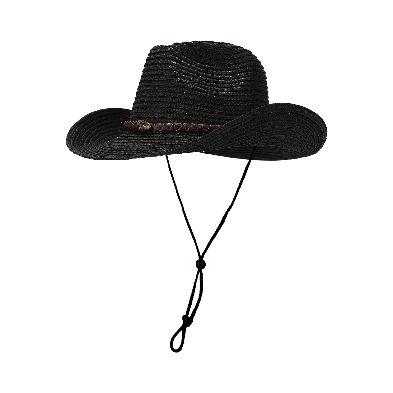 Women's&Men's Straw Cowboy Hats Western Cowgirl Hat for Holiday Woven Sun Hat Beach Hat with Wide Brim Shapeable Cowboy Hat,Khaki