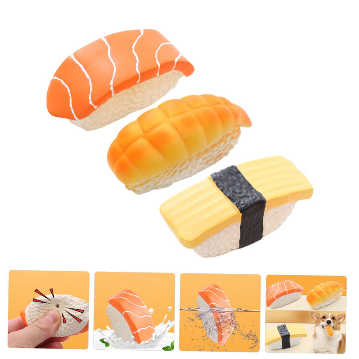 SUPVOX 9piezas Juguetes Interactivos para Perros Forma De Sushi Masticables De Natural para Cachorros Juguetes para Limpieza y Entretenimiento Canino