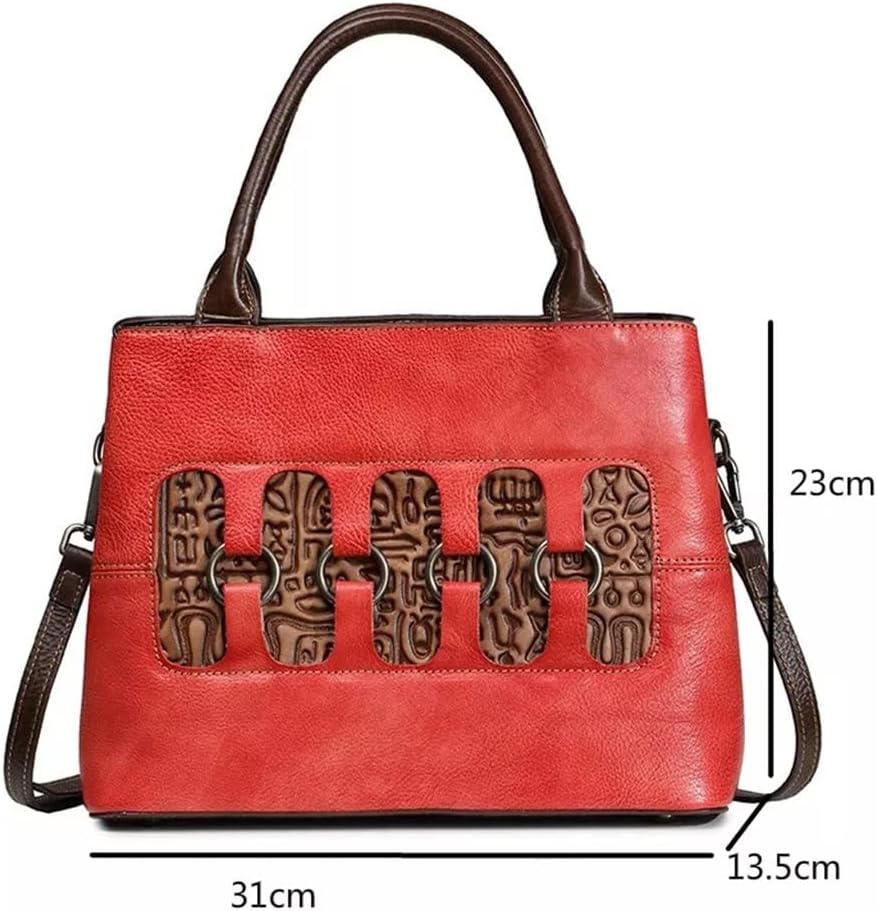 Casual Genuine Leather Handbag for Women Retro Handmade Large Capacity Shoulder Messenger Bag Vintage