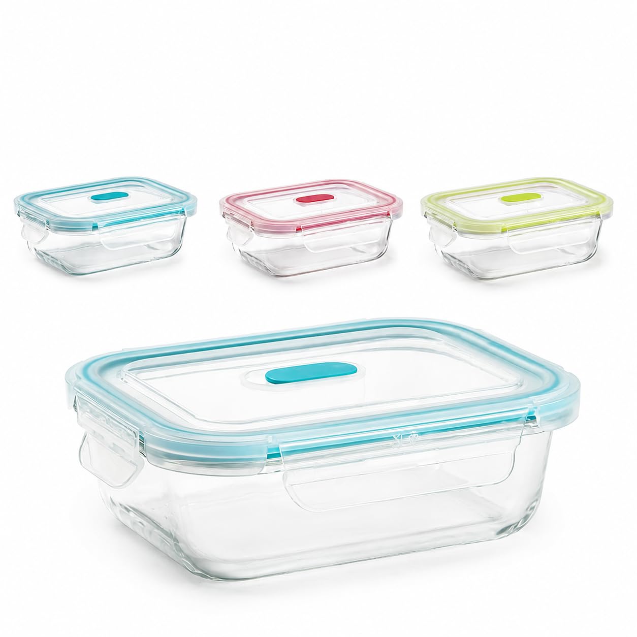 plastific Glass Food Storage Container 640ml Airtight Lunch Box with Lid