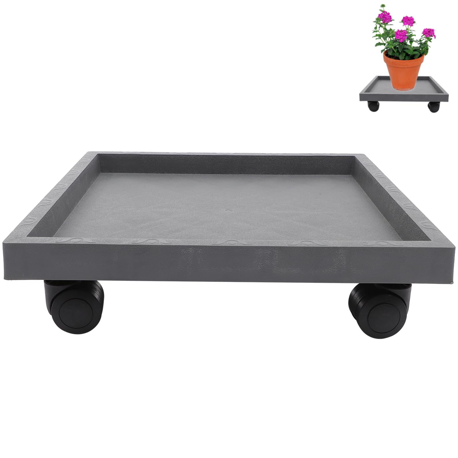 ROMISBABA 1Pc Moveable Flowerpot Holder with Wheels Durable Resin Planter Tray for Easy Use Prevents Water Damage Stylish Design Model
