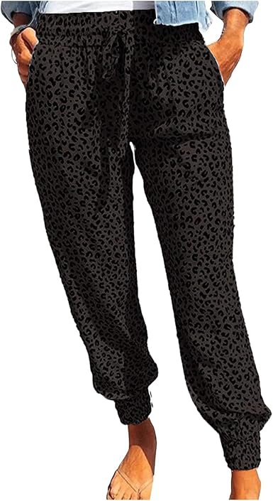 Amazon.com: Pantalones de deporte para mujer, con estampado de leopardo,  cintura alta, elásticos, sueltos, informales, ligeros, para hacer deporte :  Ropa, Zapatos y Joyería