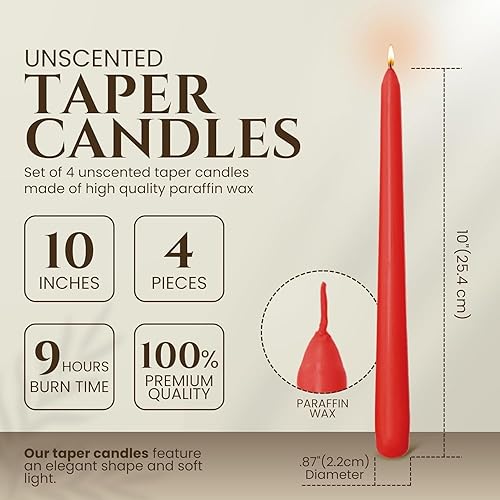 Miniatura 170 de Axiom Candles Velas altas sin goteo de 10 pulgadas sin perfume y sin humo, 9 horas de tiempo de combustión, velas cónicas para el hogar, cenas