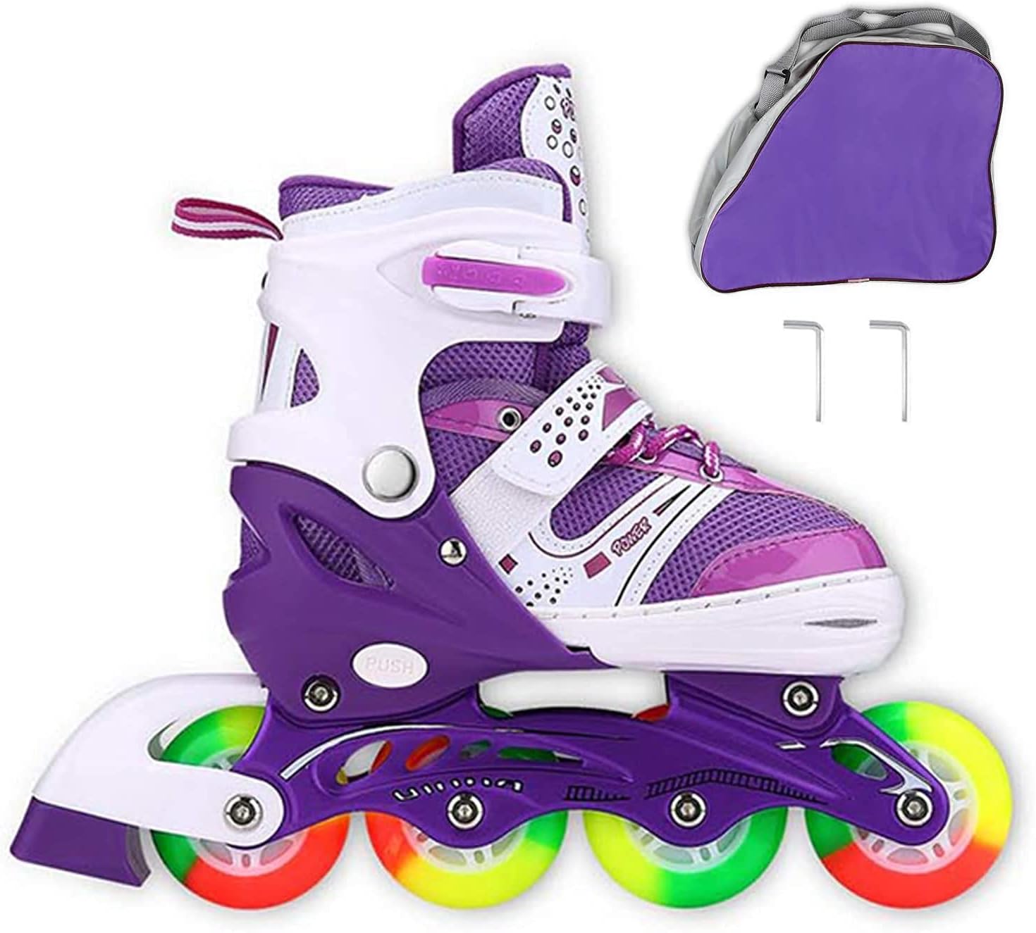JIFAR Youth Children’s Inline Skates for Kids, Adjustable Inline Skates with Light Up Wheels for Girls Boys, Indoor&Outdoor Ice Skating Equipment Small Size(12J-2 US), Purple : Everything Else