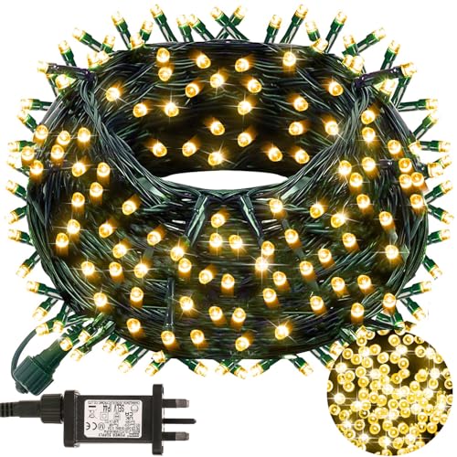 POIFL Christmas Tree Lights 20M 200 LED Warm White, Fairy Lights Plug in,Christmas Lights Cluster Mains Powered with Memory Function and 8 Lighting Modes for Indoor/Outdoor Xmas Decorations