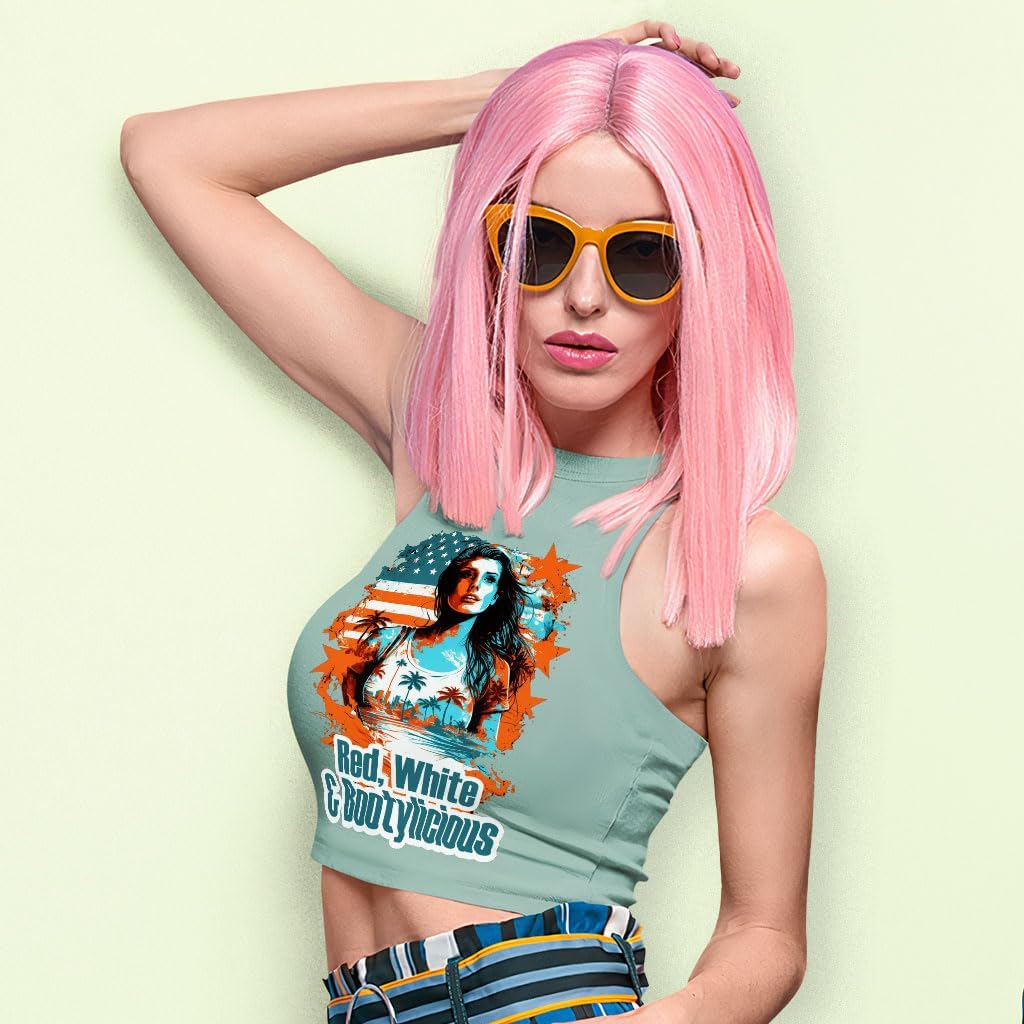 Patriotic Design Racerback Cropped Tank - American Themed Gifts - Great Item