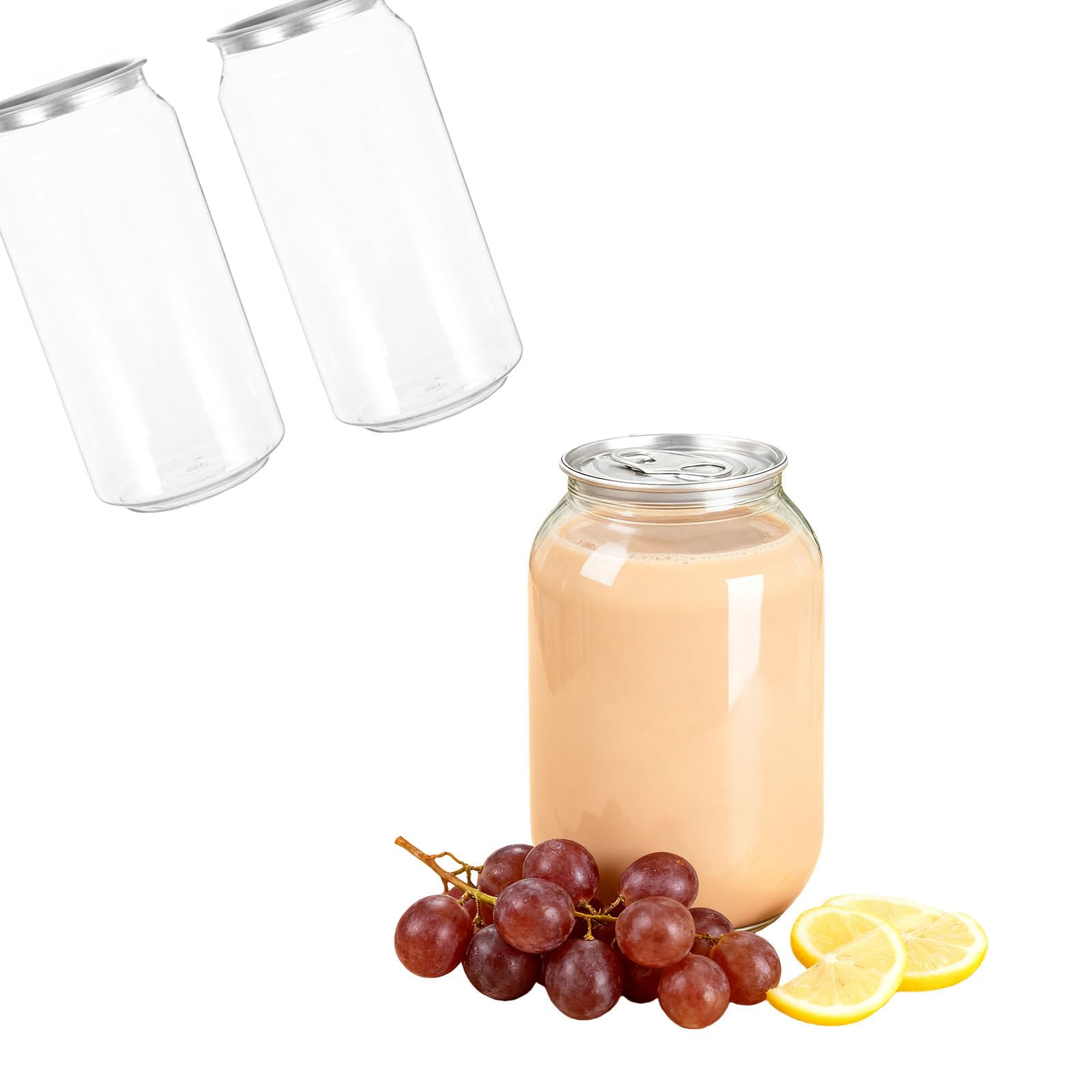 Botellas De Plástico para Jugo con Tapas De Aluminio Herméticas, Envases De 500 Ml/330 Ml/250 Ml A Prueba De Fugas, Aptos para Máquinas Selladoras Automáticas. 500ml(100sets)