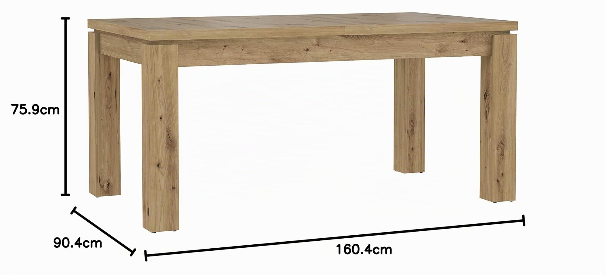 FORTE Trondheim Esstisch ausziehbar, Holzwerkstoff, Artisan Eiche, 75,9 x 160,4 x 90,4 cm