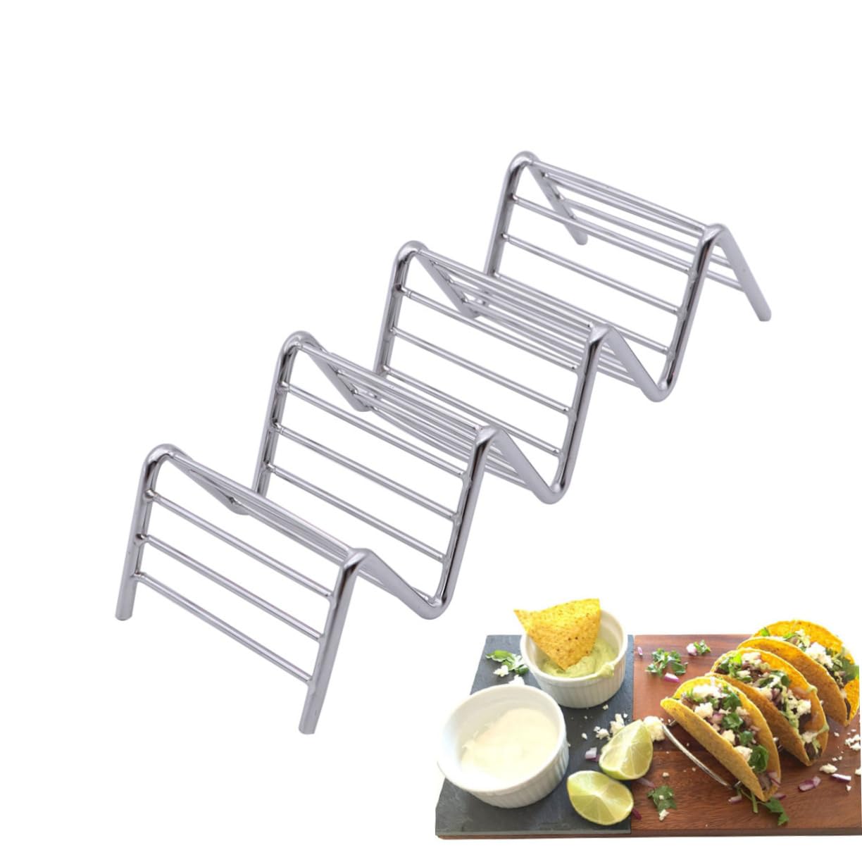 Amosfun Stainless Steel Taco Stand Rack Holder for Hard Shell Tacos for Kitchen Corn Tortilla Serving
