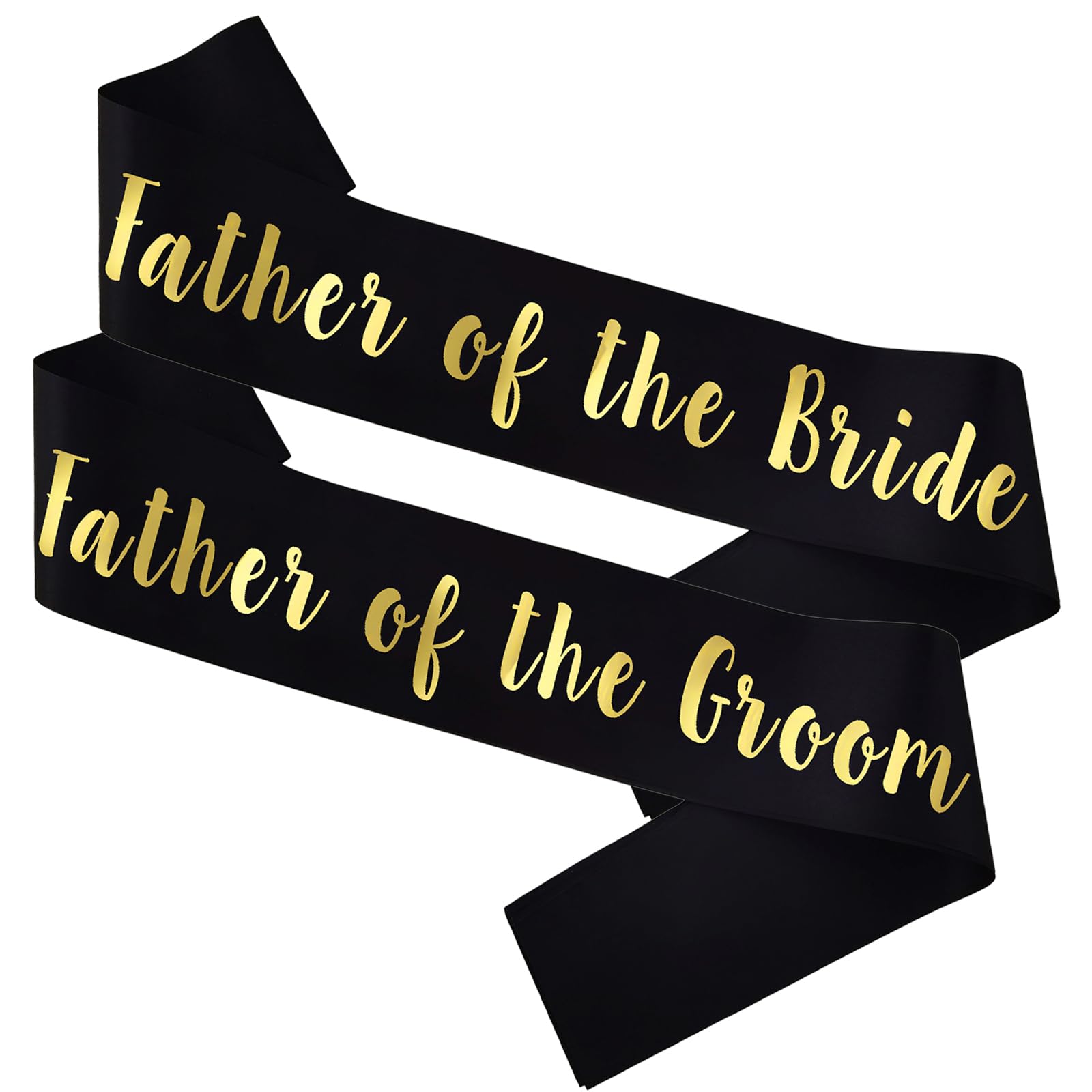 MUMUNN 2 PACK Father of the Bride and Groom Sashes, Black Sash with Gold Letters Bachelorette Sashes for Father Bridal Shower Supplies Wedding