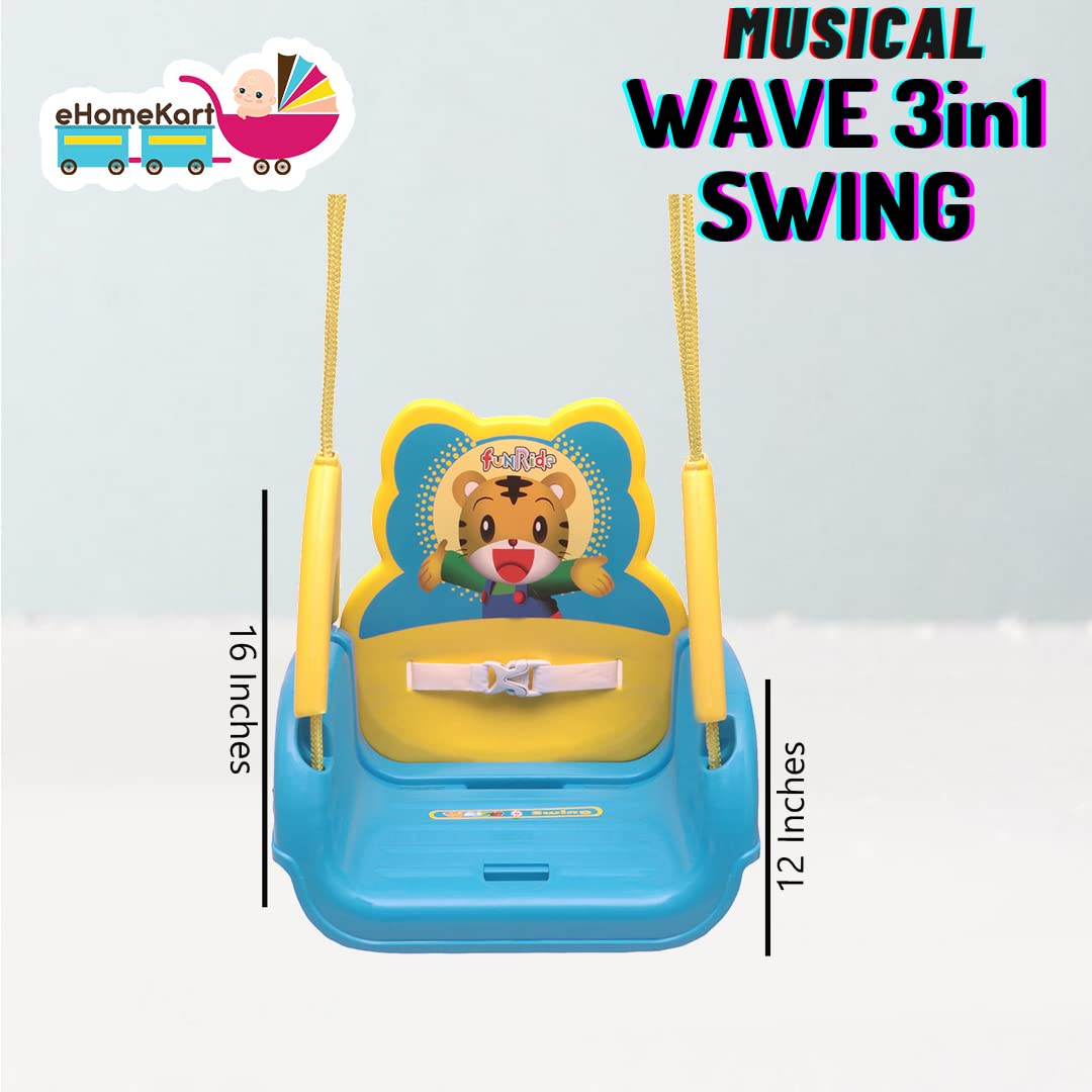 eHomeKart Swing for Kids with Music - 3-in-1 Wave Adjustable Baby Swing Toy for Indoor and Outdoor - for Boys and Girls of Age 6 Months + 1