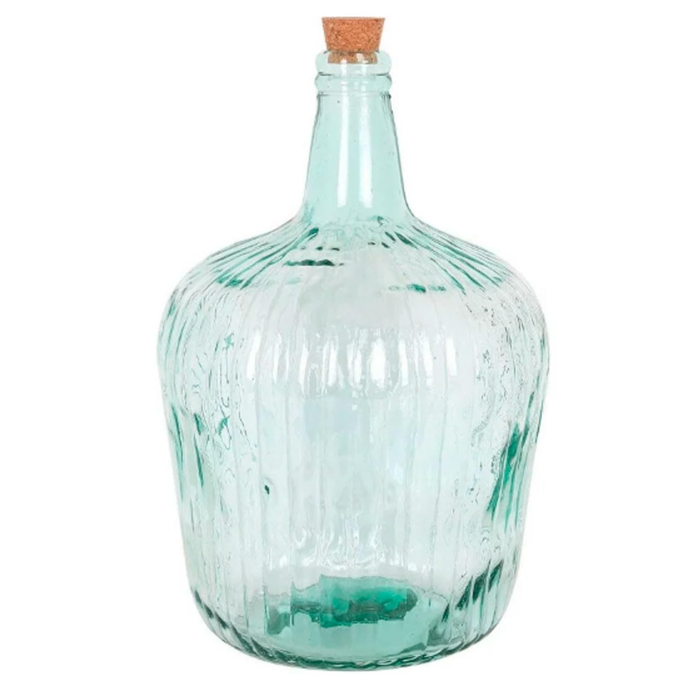 AC - Garrafa de vidrio con tapón, modelo Apple, 40 x 26 cm, damajuana, botella para almacenar agua, vino, bebidas (10 litros - Rayada - C/TAPÓN)