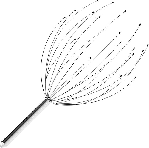 Miniatura 8 de USAGA - Masajeador de cabeza, masajeador de cuero cabelludo, rascador de cabeza de 20 dedos para la relajación del cuero cabelludo (plateado)