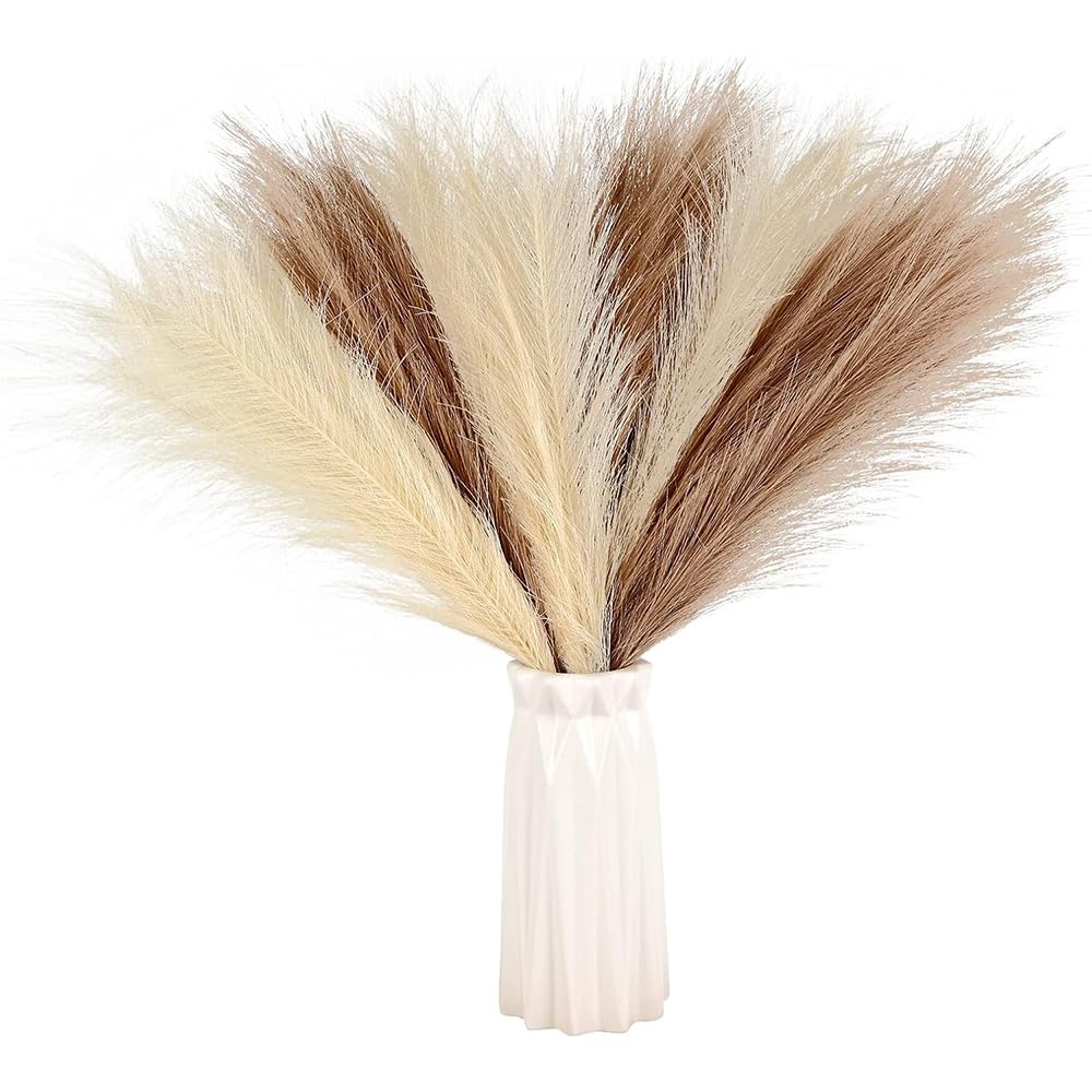 Sztuczna trawa Pampas, Sztuczne kwiaty trzciny pampasowej, opakowanie 10 sztuk wielokolorowe 55 cm do dekoracji domowego biura w wazonie(G)